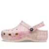 Klassische Platform Clogs mit Schlangenprint „Pink“