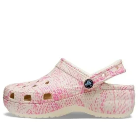 Klassische Platform Clogs mit Schlangenprint „Pink“