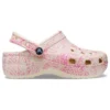 Klassische Platform Clogs mit Schlangenprint „Pink“