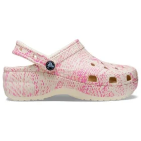 Klassische Platform Clogs mit Schlangenprint „Pink“