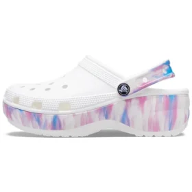 Klassischer Platform Clog „Weiß-Lila“