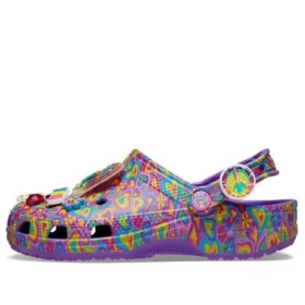Lisa Frank x Classic Clog „Neon Purple Multi Hearts“