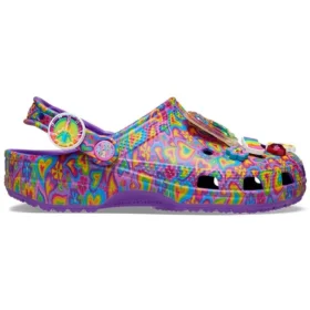Lisa Frank x Classic Clog „Neon Purple Multi Hearts“