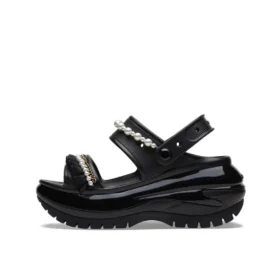 Mega Crush Pearl Ruffle Sandal „Schwarz“