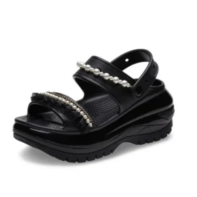 Mega Crush Pearl Ruffle Sandal „Schwarz“