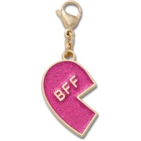Rosa Glitter-BFF-Anhänger (links) Jibbitz-Schuhanhänger