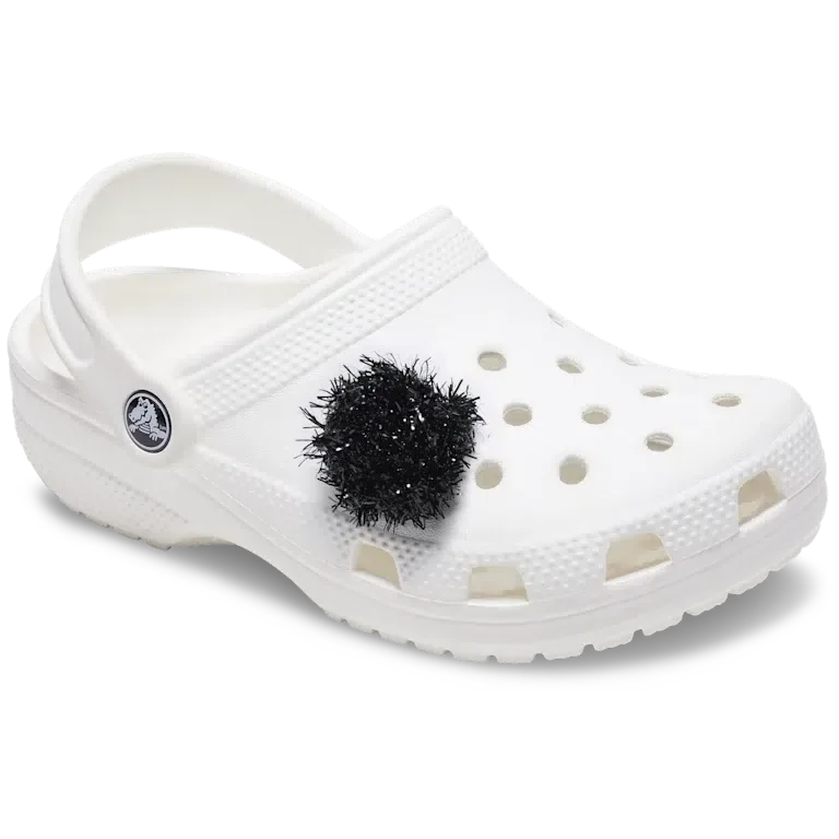 Schwarze Lametta-Pompon-Jibbitz-Anstecker Schwarze Lametta-Pompon-Jibbitz-Anstecker