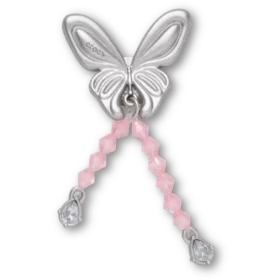Silberne Jibbitz-Anstecker „Meta-Schmetterling“ mit Perlen