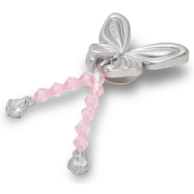 Silberne Jibbitz-Anstecker „Meta-Schmetterling“ mit Perlen