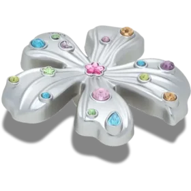 Silberne Jibbitz-Anstecker mit Metall-Edelstein-Blume