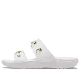 Weiche Sohle, bequeme Outdoor-Hausschuhe mit flachem Absatz, weiß